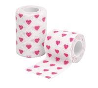 Vetwrap Patterned Cohesive Bandage, White with Red Hearts, Self-Adherent Wrap, 90% Non-Woven Fabric and 10% Spandex, 5cm and 7.5cm Widths, for Veterinary and Equine Use (5.cm x 4.5m)