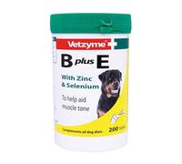 Vetzyme B Plus E Dog Vitamins and Supplements (200 Tablets) - With Zinc and Selenium, Supports Muscle Tone and Good Health