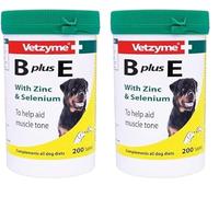 Vetzyme B Plus E Dog Vitamins and Supplements (200 Tablets) - With Zinc and Selenium, Supports Muscle Tone and Good Health (Pack of 2)