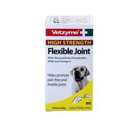 Vetzyme High Strength Flexible Joint Supplements for Senior Dogs (90 Tablets) - Hip and Joint Care with Chondroitin and Glucosamine, Tasty Chicken Flavour