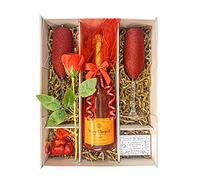 Veuve Clicquot 75cl Champagne Valentines Day Gift Set Hamper With Matching Red Champagne Flutes, Red Rose & Chocolates, Gift Boxed - Congratulations Gift, Ruby Anniversary For Couples (Veuve Clicquot)