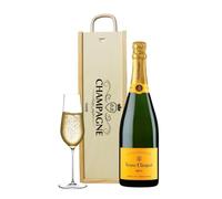 Veuve Clicquot Personalised Champagne Gift Set in Wooden Presentation Gift Box - 75 ongratulations Gifts, Sparkling Wine Gifts, Thank You Hamper, Birthday and Christmas Presents