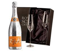 Veuve Clicquot Rich Champagne with 2 Royal Scot Diamante Flutes 75cl 12% abv
