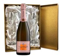 Veuve Clicquot Rose Champagne in Gold Presentation Set With Flutes 75cl 12.5% abv