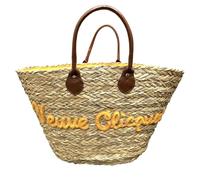 Veuve Clicquot Shopping Tote Bag (Natural Braided with Leather Handles???Yellow Design