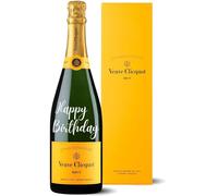Veuve Clicquot Yellow Label Champagne, Gift Box, 75cl - Personalised Happy Birthday Engraved