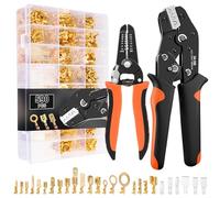 VEUWOLM Crimping Tool Set with 20 Sizes Wire Connector Set, 0.25-1.5mm²/24-16 AWG Wire Crimping Tool with 590pcs Cable Connectors & Wire Strippers for for Heat Shrink, Nylon, Non-Insulated Connectors