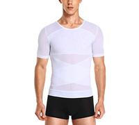 Vevarble Slimming T Shirts Men Tummy Control Body Shaper Gynecomastia Compression Tops Posture Corrector Shapewear(White,M)