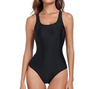 Vevarble Swimming Costume Women Sporty U Back One Piece Swimsuit Athletic Shaping Swimwear Bathing Suits Black,XL