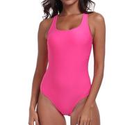 Vevarble Swimming Costume Women Sporty U Back One Piece Swimsuit Athletic Shaping Swimwear Bathing Suits MHONG,S Rose Red