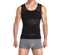 Vevarble Vest for Men Slimming Body Shaper Vest Top Slim Chest Compression Undershirt Shaperwear Tight Corset Girdle(Black,M)