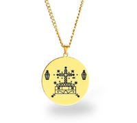 Vevê Voodoo Necklace - Lwas Symbols Pendant in Stainless Steel (Silver, Gold or Black) • Afro-Caribbean Spiritual Amulet of Protection, Magic and Faith, 3,5 cm de diâmetro x 3 mm de espessura