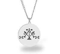 Vevê Voodoo Necklace - Lwas Symbols Pendant in Stainless Steel (Silver, Gold or Black) • Afro-Caribbean Spiritual Amulet of Protection, Magic and Faith, 3,5 cm de diâmetro x 3 mm de espessura