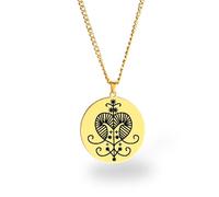 Vevê Voodoo Necklace - Lwas Symbols Pendant in Stainless Steel (Silver, Gold or Black) • Afro-Caribbean Spiritual Amulet of Protection, Magic and Faith, 3,5 cm de diâmetro x 3 mm de espessura