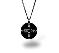 Vevê Voodoo Necklace - Lwas Symbols Pendant in Stainless Steel (Silver, Gold or Black) • Afro-Caribbean Spiritual Amulet of Protection, Magic and Faith, 3,5 cm de diâmetro x 3 mm de espessura