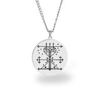 Vevê Voodoo Necklace - Lwas Symbols Pendant in Stainless Steel (Silver, Gold or Black) • Afro-Caribbean Spiritual Amulet of Protection, Magic and Faith, 3,5 cm de diâmetro x 3 mm de espessura