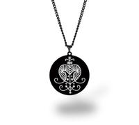 Vevê Voodoo Necklace - Lwas Symbols Pendant in Stainless Steel (Silver, Gold or Black) • Afro-Caribbean Spiritual Amulet of Protection, Magic and Faith, 3,5 cm de diâmetro x 3 mm de espessura