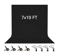 Vevelux 2x3M/7x10FT Black Backdrop 100% Polyester Photography Background | Foldable Washable Black Fabric with 4 Spring Clamps & 4 Anti-Wrinkle Backdrop Clips for Portraits Party Studio Photo Shooting