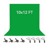 Vevelux 3x3.6M/10x12FT Green Screen Backdrop Polyester Photo Background | Foldable Washable Green Fabric with 4 Spring Clamps & 4 Anti-Wrinkle Backdrop Clips for Portraits Party Studio Photo Shooting