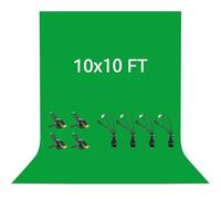 Vevelux 3x3M/10x10FT Green Screen Backdrop Polyester Photography Background | Foldable Washable Green Fabric with 4 Spring Clamps & 4 Anti-Wrinkle Backdrop Clips for Portraits Party Studio Photo Shooting