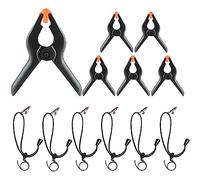 Vevelux 6 Pcs Heavy Duty 4.5 Inch Spring Clamps + 6 Pcs Backdrop Clips, Elastic Nylon Backdrop Clamps Holder Background Clips for Video Photography Background Support, Canvas, Creation and Home Use