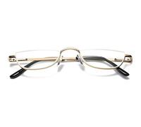 VEVESMUNDO Half Moon Reading Glasses Metal Spring Hinges Metal Semi Half Lens Frame Readers for Men Women