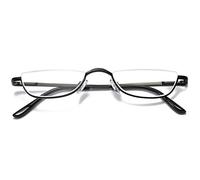 VEVESMUNDO Half Moon Reading Glasses Metal Spring Hinges Metal Semi Half Lens Frame Readers for Men Women