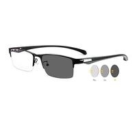 VEVESMUNDO Photochromic Rectangle Reading Glasses Metal Blue Light Blcoking UV Protection Sun Readers