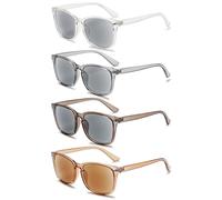 VEVESMUNDO Sun Reading Glasses Sunglasses Rectangle UV Protection Readers with Reading Lenses