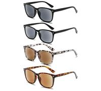 VEVESMUNDO Sun Reading Glasses Sunglasses Rectangle UV Protection Readers with Reading Lenses