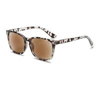 VEVESMUNDO Sun Reading Glasses Sunglasses Rectangle UV Protection Readers with Reading Lenses Gray Leopard