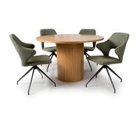 vevey dining table in natural oak with 4 vercelli sage chairs