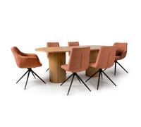 vevey dining table oval in natural oak 6 buxton brick chairs