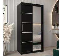 vevey ii mirrored wardrobe 2 sliding doors 100cm in black