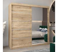 vevey ii mirrored wardrobe 2 sliding doors 200cm in sonoma oak