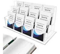 Vevitts Vertical Business Card Holder, Acrylic Business Card Display, Clear Desktop Business Card Stand for Exhibition, Home & Office Clear 3 Tiers 12 Slots