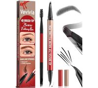 Vevivia Eyebrow Pencils for Women - Eyebrow Pen with 4D Brush-Tip & Curved Tip for Natural Fuller-Looking Brows, Precise Hair-Like Strokes for All Brow Types, Last All-Day Eyebrow Makeup, Black