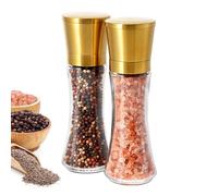 VEVOK CHEF Gold Salt and Pepper Grinder Mill Set Stainless Steel Pepper Shaker Adjustable Ceramic Coarseness Salt Grinder Black Pepper Spice Grinder Mill