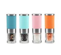 VEVOK CHEF Small Salt and Pepper Grinder 4Pcs Portable Mini Glass Salt Spices Grinder Ceramic Salt Black Pepper Shakers Tiny Pepper Mill Salt Grinder for Travel Lunch Box Kitchen Gift