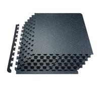 VEVOR 0.56 Inch Thick Gym Floor Mats, 12 Tiles Rubber Top with EVA Foam, 25" x 25" Gym Flooring Workout Mats with 48 sq.ft Coverage, Interlocking Puzz