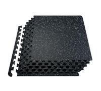 VEVOR 0.56 Inch Thick Gym Floor Mats, 6 Tiles Rubber Top with EVA Foam, 24" x 24" Gym Flooring Workout Mats with 24 sq.ft Coverage, Interlocking Puzzle Gym Mats for Gym, Home, Garage, Black & White