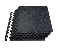 VEVOR 0.56 Inch Thick Gym Floor Mats, 6 Tiles Rubber Top with EVA Foam, 24" x 24" Gym Flooring Workout Mats with 24 sq.ft Coverage, Interlocking Puzzle Gym Mats for Gym, Home, Garage, Black & White