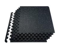 VEVOR 0.56 Inch Thick Gym Floor Mats, 6 Tiles Rubber Top with EVA Foam, 24" x 24" Gym Flooring Workout Mats with 24 sq.ft Coverage, Interlocking Puzzle Gym Mats for Gym, Home, Garage, Black & White