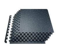 VEVOR 0.56 Inch Thick Gym Floor Mats, 6 Tiles Rubber Top with EVA Foam, 24" x 24" Gym Flooring Workout Mats with 24 sq.ft Coverage, Interlocking Puzzle Gym Mats for Gym, Home, Garage, Black & Blue