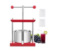 VEVOR 0.8 Gal/3L Fruit Wine Press, 2 Stainless Steel Barrels, Manual Juice Maker, Cider Apple Grape Tincture Honey Olive Oil Making Press with T-Handle for Outdoor Kitchen Home
