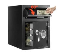 VEVOR 1.2 Cubic Feet Drop Safe, Large Capacity Front Drop Slot Safe Box with Digital Keypad, Heavy Duty 2 Tiers Cash Depository Box with Spare Keys for Cash, Bank Slip, Jewelry, Document, Bill, Black