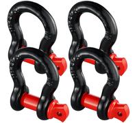 VEVOR 1/2"""" D-Ring Shackle 4 Pack Alloy Steel Shackles 17637 lbs (8 Ton) Break Strength with 5/8"""" Screw Pin Heavy Duty Off Road Vehicle Recove