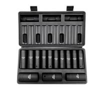 VEVOR 1/2" Drive Impact Socket Set, 13 Piece Deep Socket Set Metric 10-24mm, 6 Point CR-V Alloy Steel for Auto Repair, Easy-to-Read Size Markings, Rug