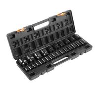Vevor 1/2" Drive Impact Socket Set, 26Pcs Shallow Metric 10-36mm, 6Pt Cr-V Steel, Rugged, With Cage