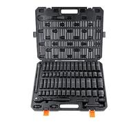 VEVOR 1/2" Drive Impact Socket Set, 65 Piece Socket Set SAE 3/8" to 1-1/4" and Metric 10-24mm, 6 Point Cr-V Alloy Steel for Auto Repair, Easy-to-Read Size Markings, Rugged Construction, Storage Case